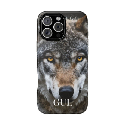 Wolf Eyes Phone Case — Fierce Wildlife iPhone Protective Case with ‘GUL’ Text