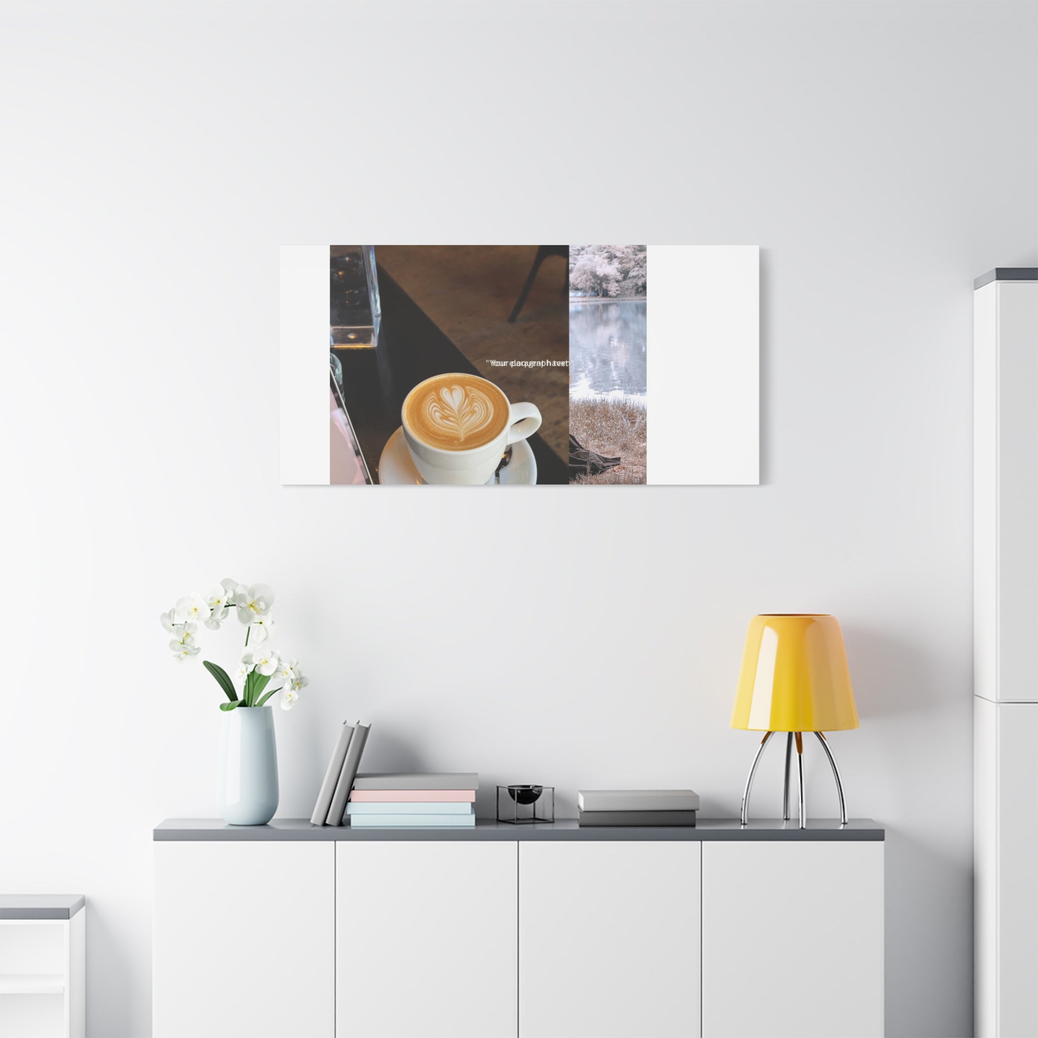Latte &amp; Landscape Matte Canvas Wall Art — Coffee Shop Photo Collage