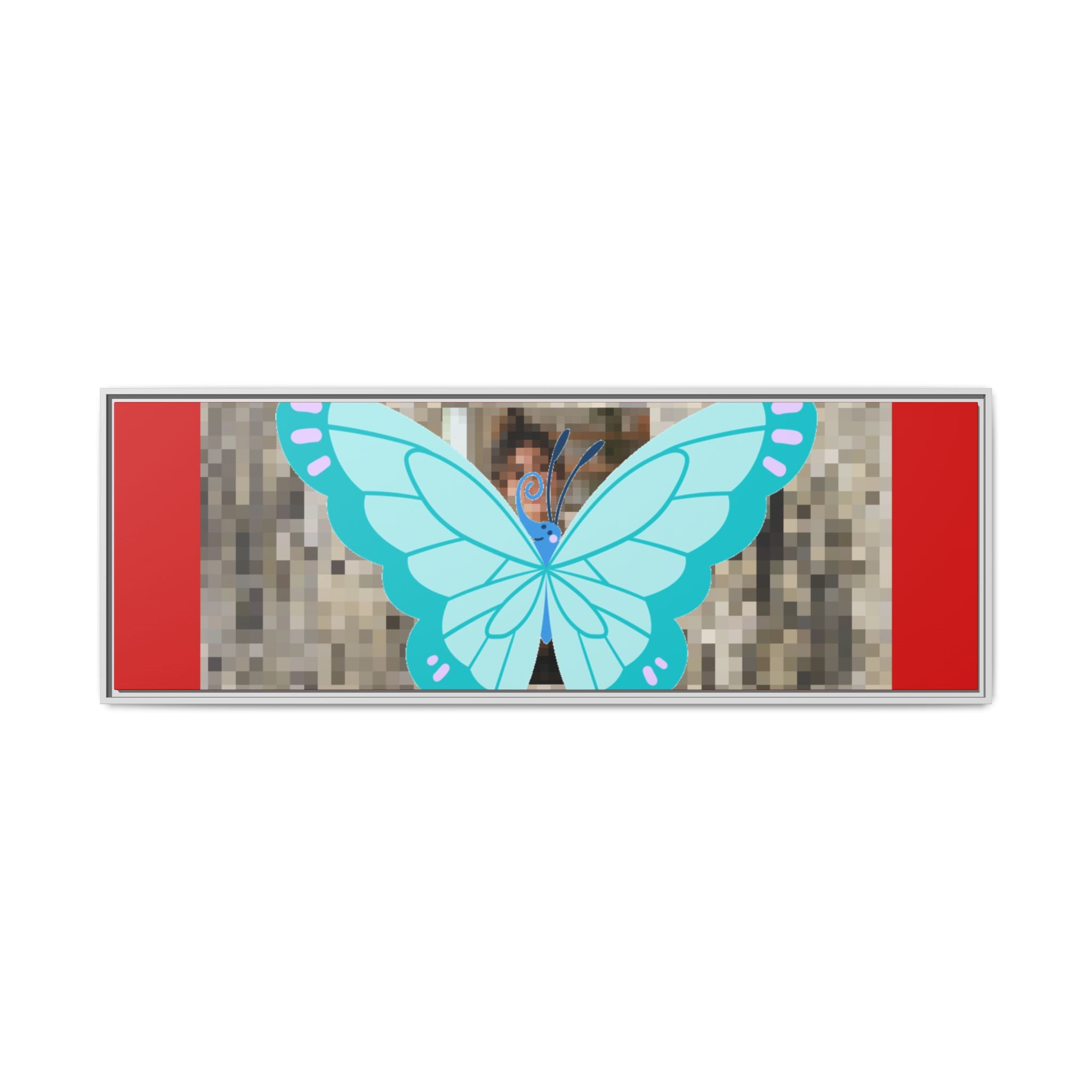 Blue Butterfly Framed Canvas Art – Matte Multi‑Color Wall Print