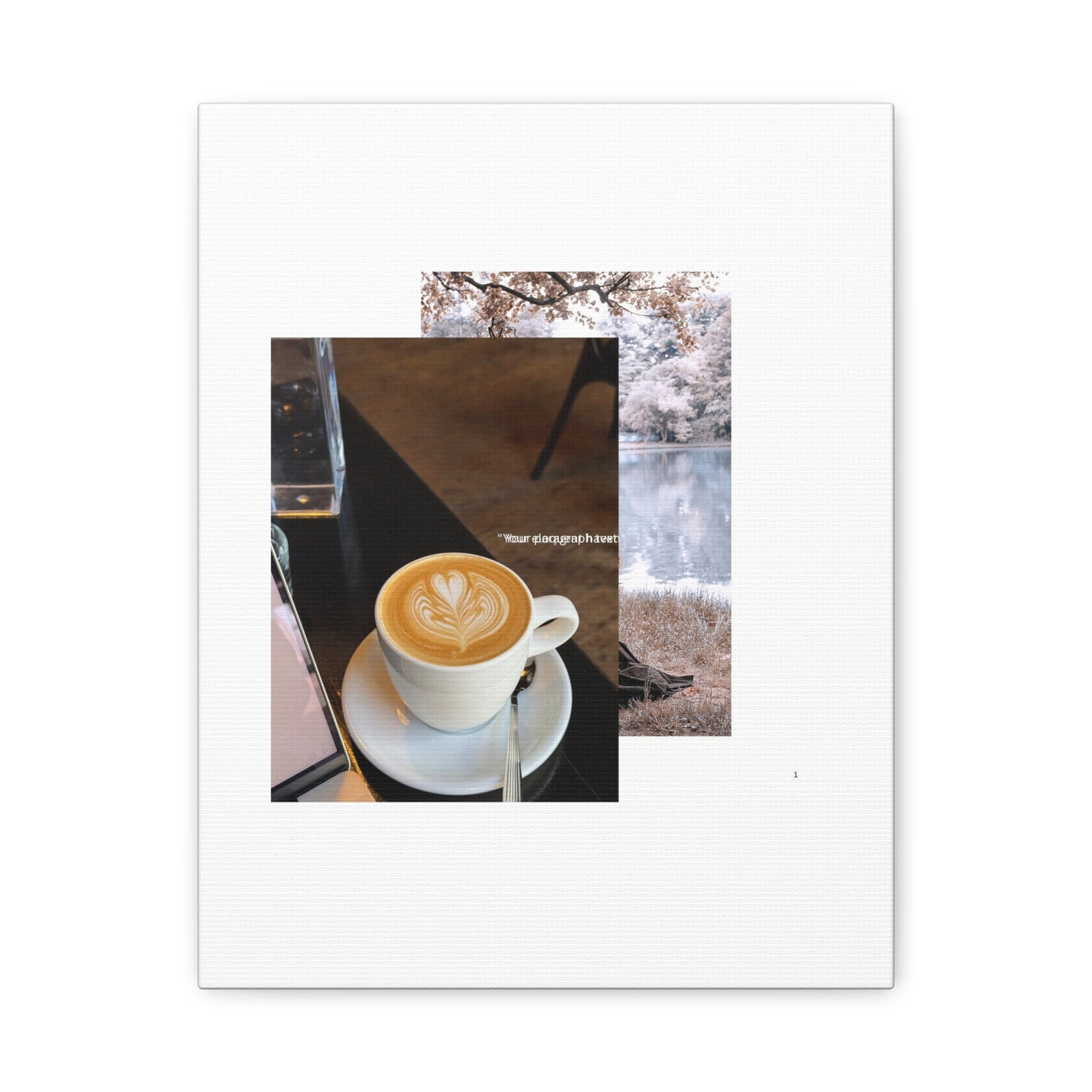 Latte &amp; Landscape Matte Canvas Wall Art — Coffee Shop Photo Collage