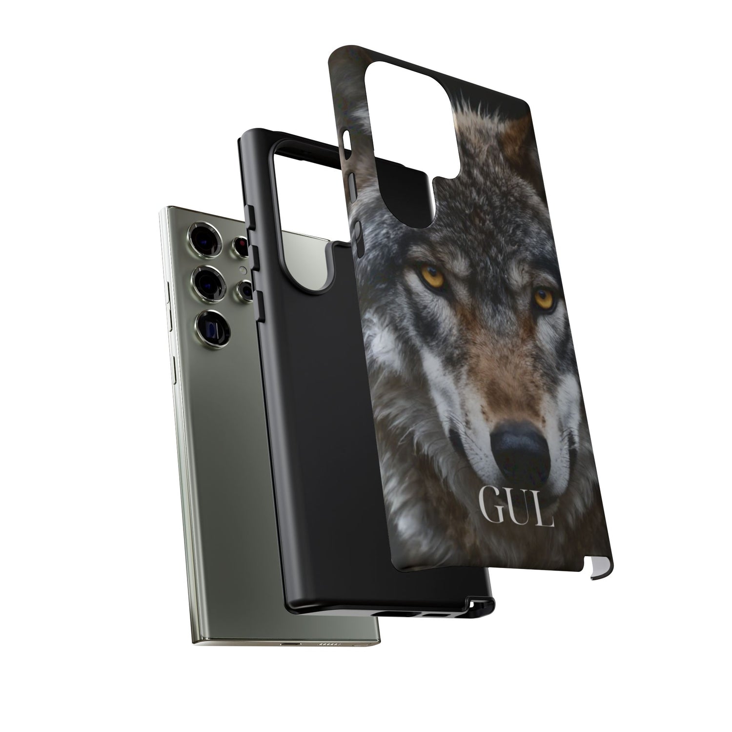 Wolf Eyes Phone Case — Fierce Wildlife iPhone Protective Case with ‘GUL’ Text