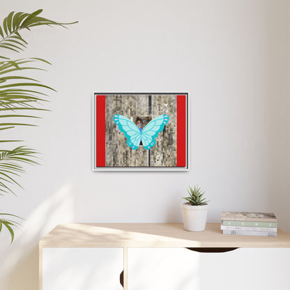 Blue Butterfly Framed Canvas Art – Matte Multi‑Color Wall Print