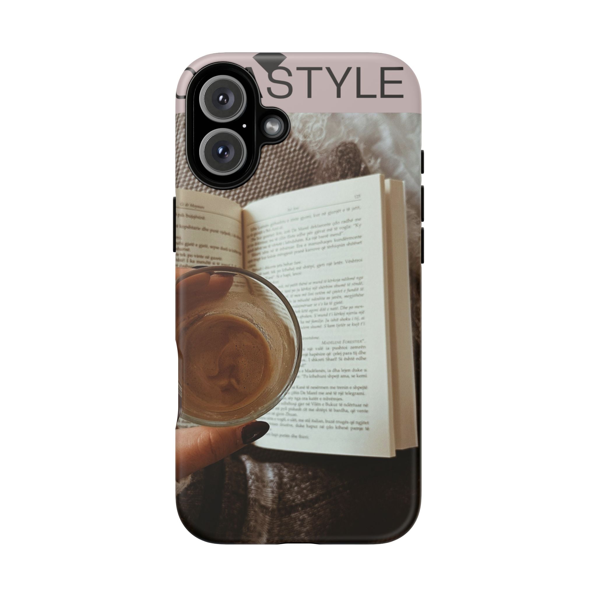Cozy Reading Phone Case — Coffee &amp; Book Protective Cover