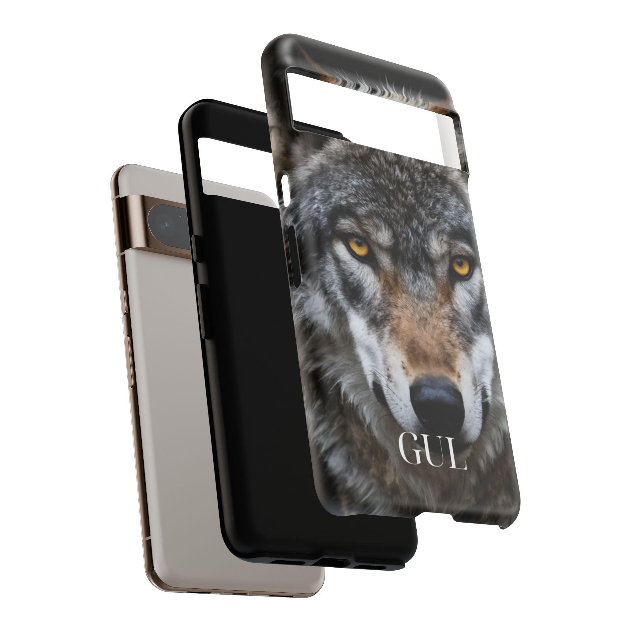 Wolf Eyes Phone Case — Fierce Wildlife iPhone Protective Case with ‘GUL’ Text
