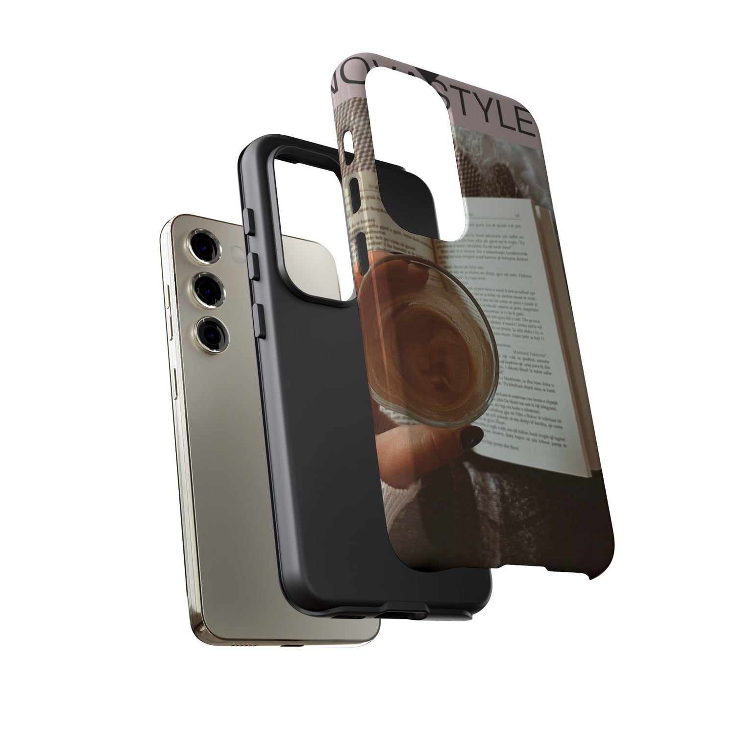 Cozy Reading Phone Case — Coffee &amp; Book Protective Cover