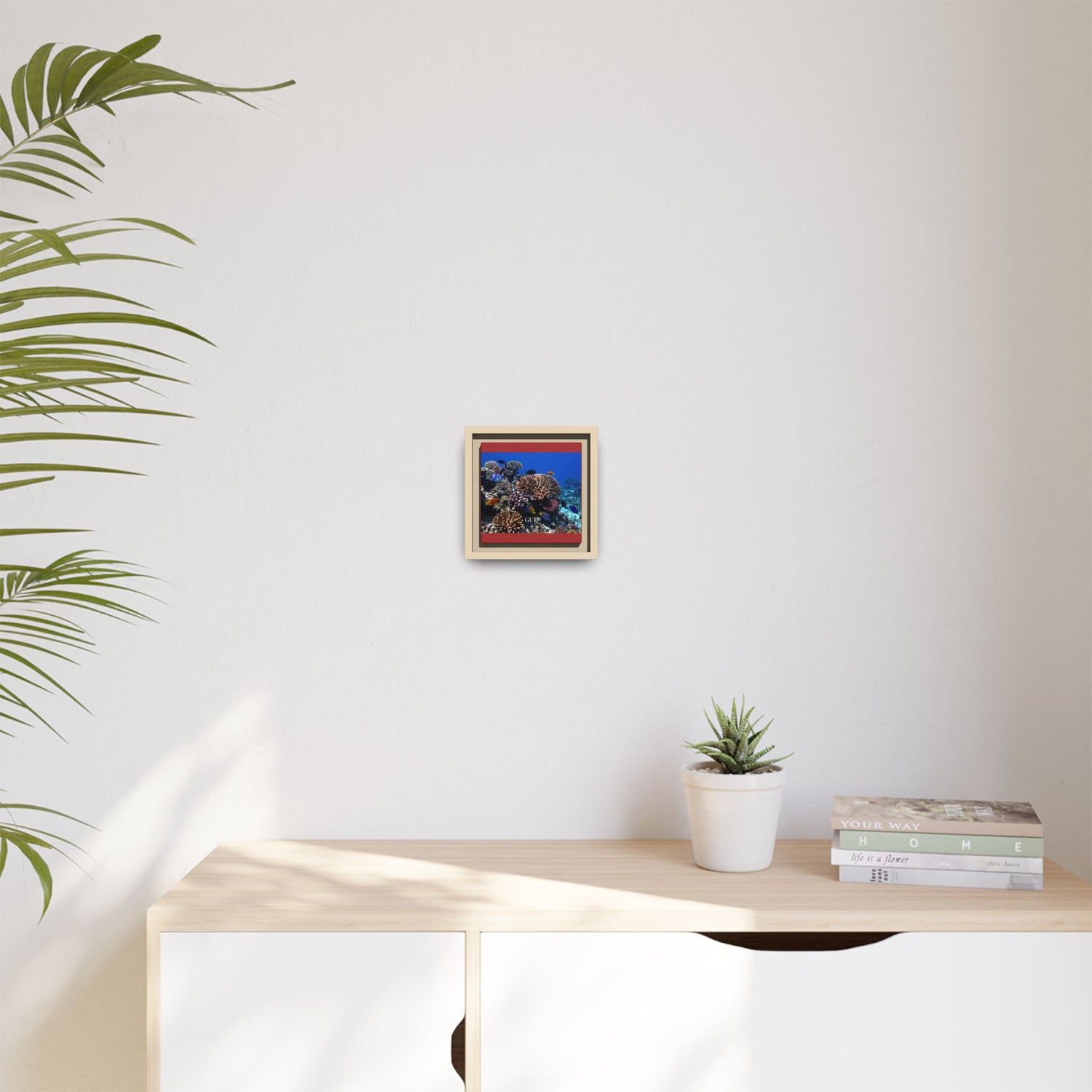 Framed Coral Reef Matte Canvas Wall Art — Tropical Ocean Photography Print