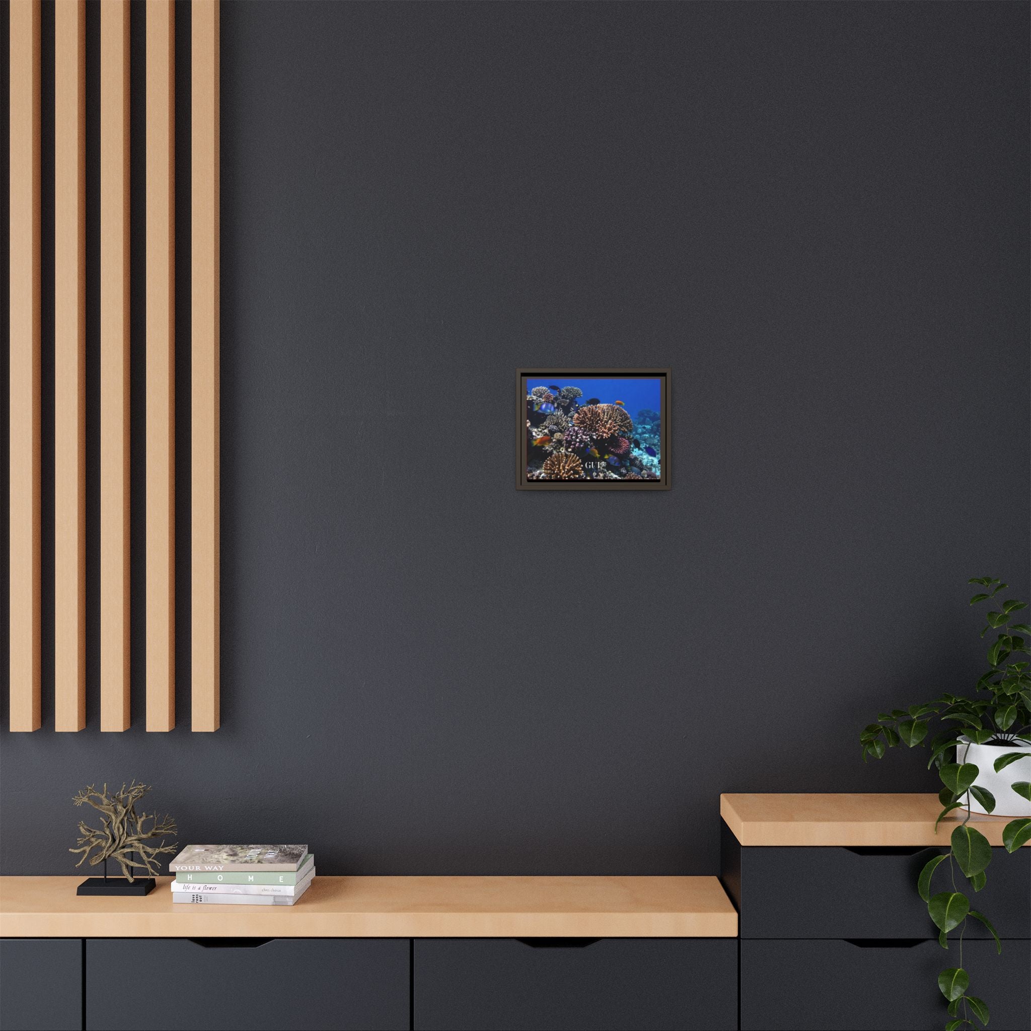 Framed Coral Reef Matte Canvas Wall Art — Tropical Ocean Photography Print