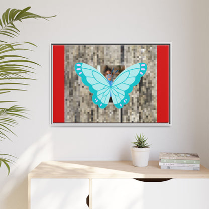 Blue Butterfly Framed Canvas Art – Matte Multi‑Color Wall Print