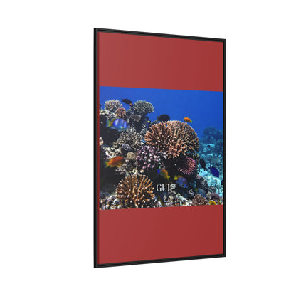 Framed Coral Reef Matte Canvas Wall Art — Tropical Ocean Photography Print