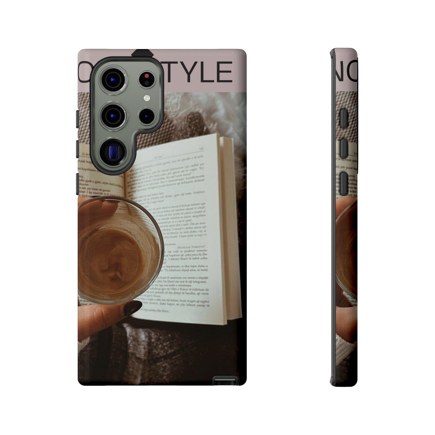 Cozy Reading Phone Case — Coffee &amp; Book Protective Cover
