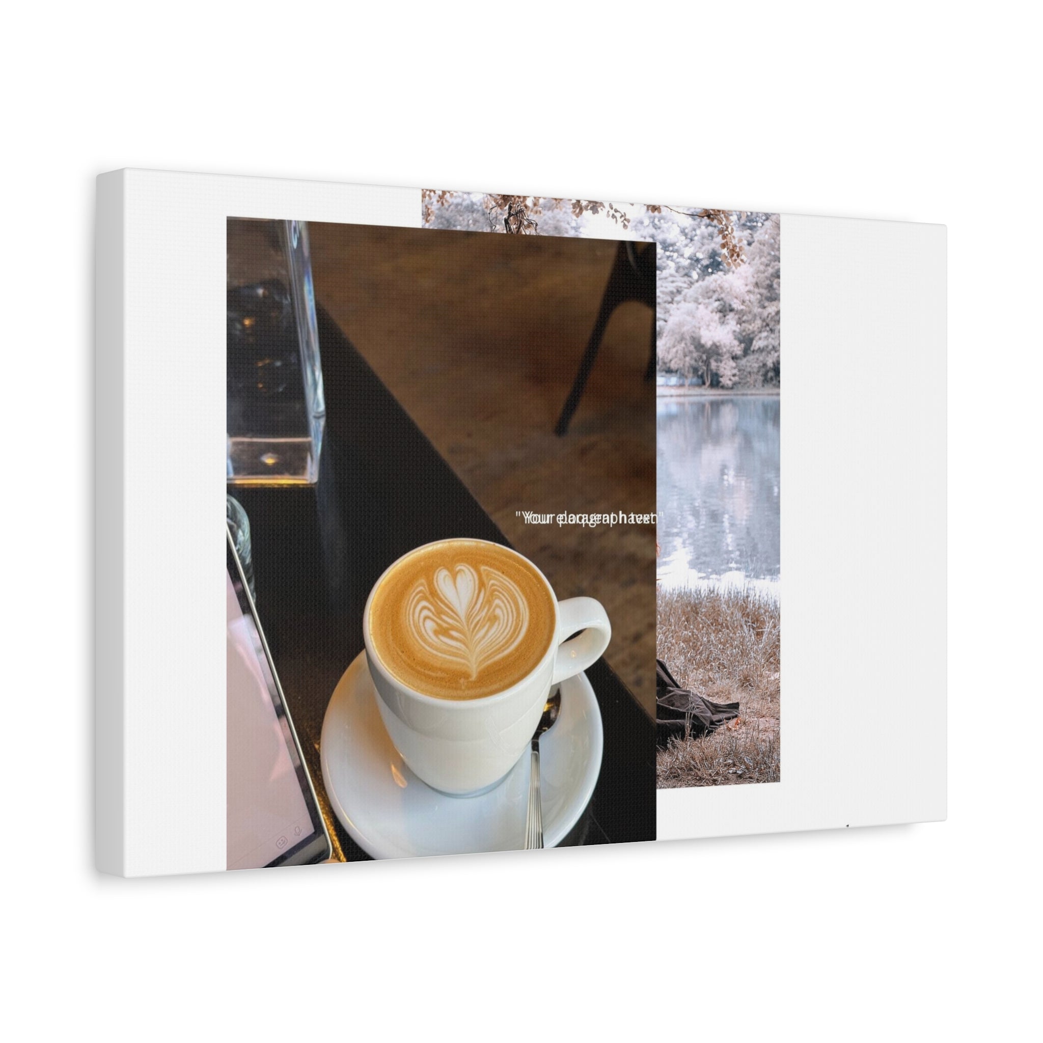 Latte &amp; Landscape Matte Canvas Wall Art — Coffee Shop Photo Collage