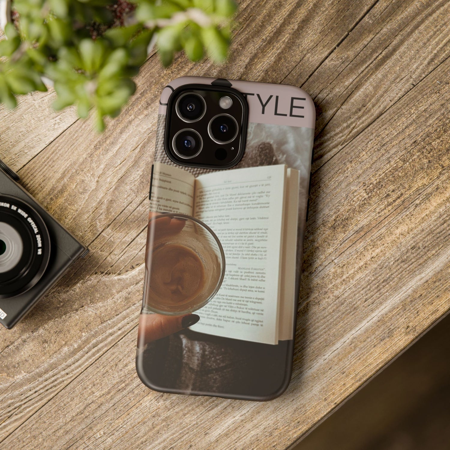 Cozy Reading Phone Case — Coffee &amp; Book Protective Cover