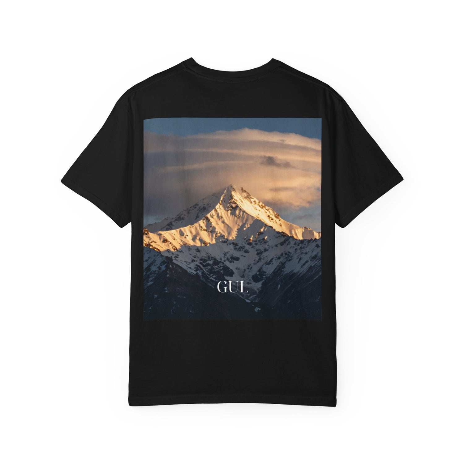 Graphic T-Shirt — Modern Gold Abstract &amp; Mountain Photo Print
