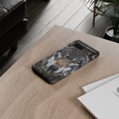 Wolf Eyes Phone Case — Fierce Wildlife iPhone Protective Case with ‘GUL’ Text