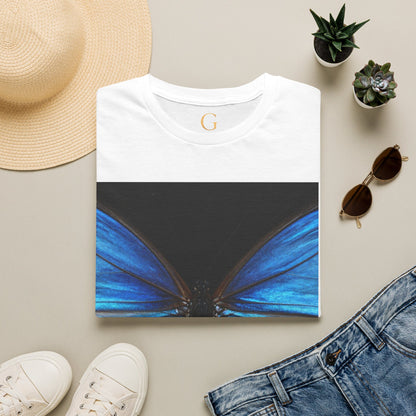Blue Morph Butterfly T-Shirt — Vibrant Nature Graphic Tee