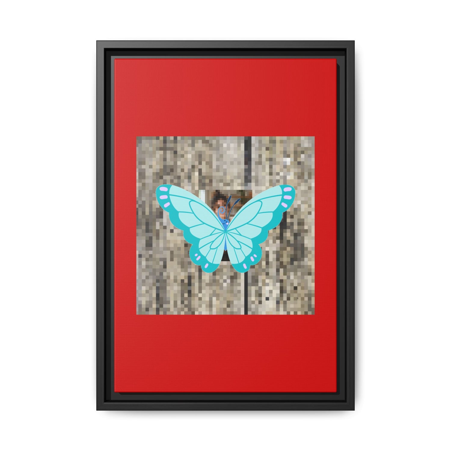 Blue Butterfly Framed Canvas Art – Matte Multi‑Color Wall Print