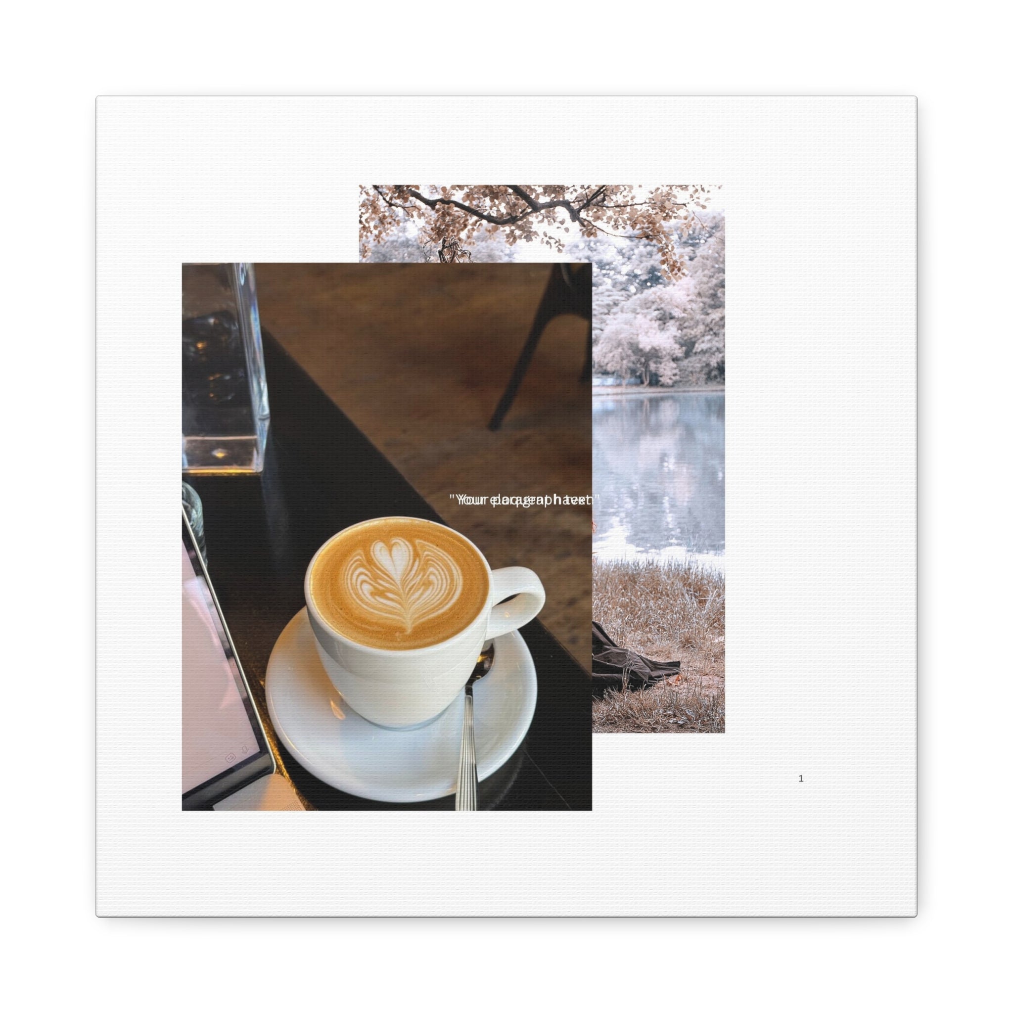 Latte &amp; Landscape Matte Canvas Wall Art — Coffee Shop Photo Collage
