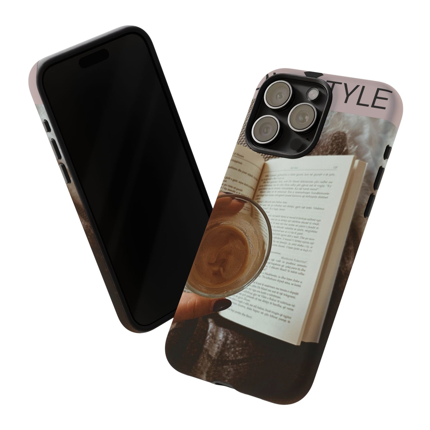 Cozy Reading Phone Case — Coffee &amp; Book Protective Cover