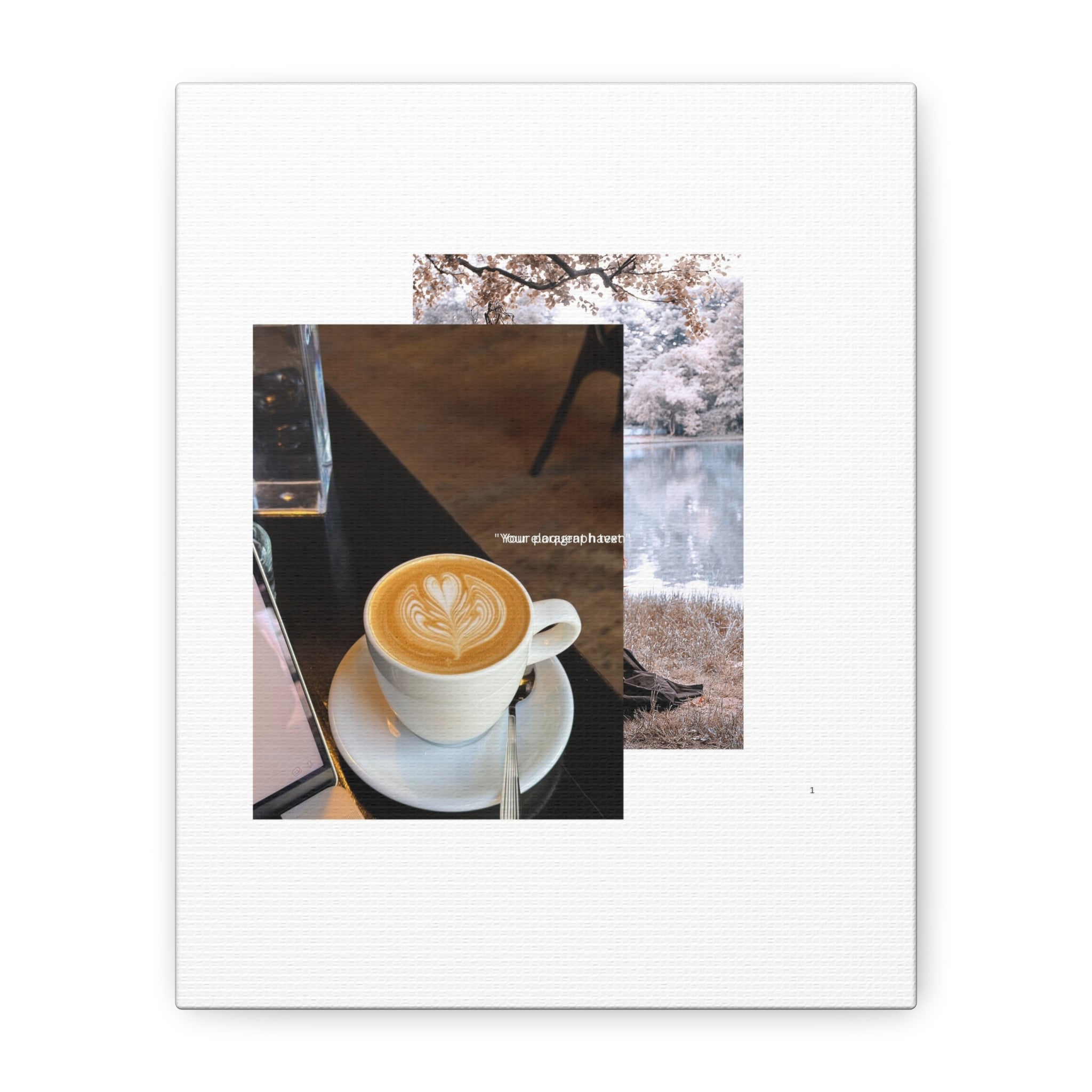 Latte &amp; Landscape Matte Canvas Wall Art — Coffee Shop Photo Collage