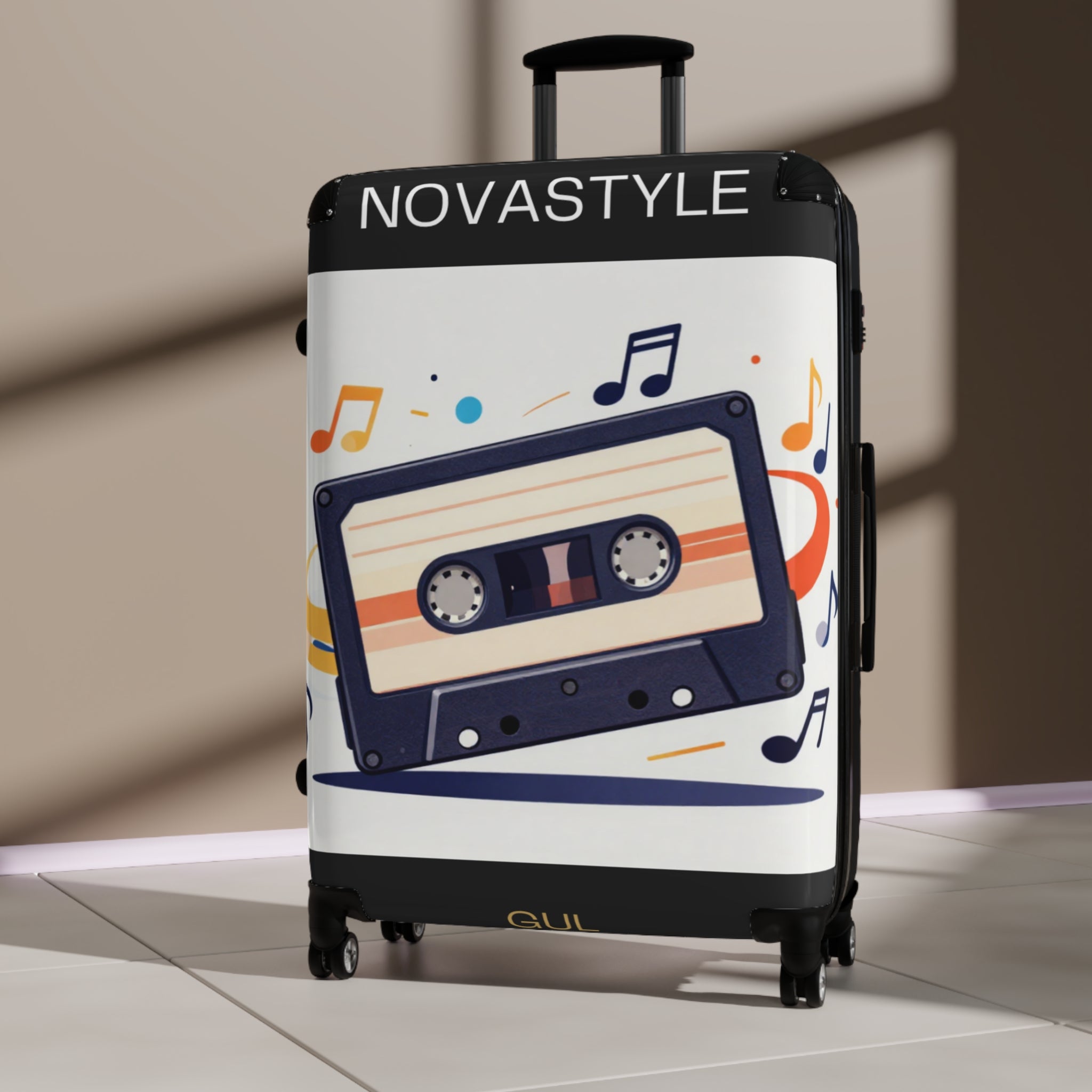 Retro Cassette Suitcase – Vintage Music Luggage Cover for Travelers