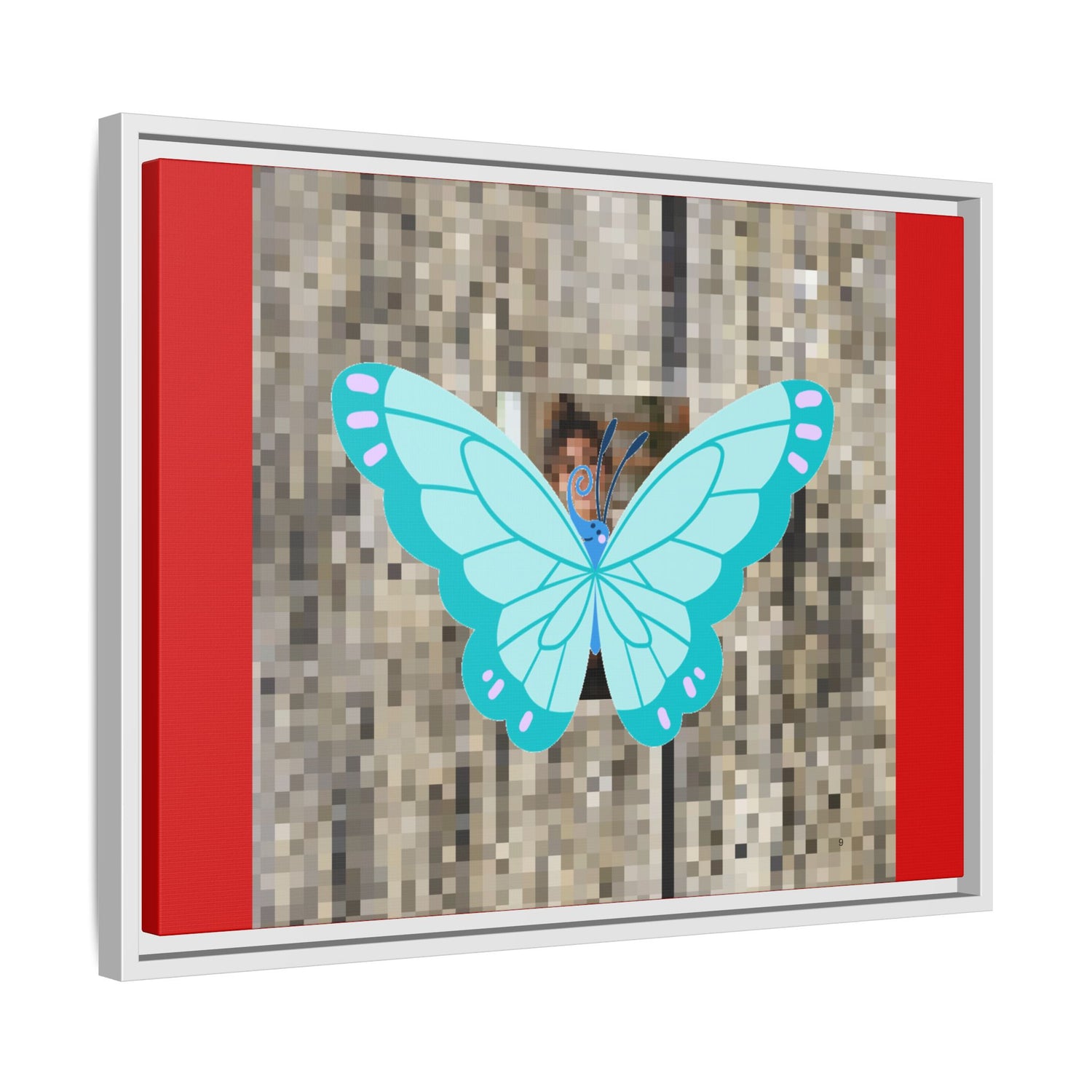 Blue Butterfly Framed Canvas Art – Matte Multi‑Color Wall Print