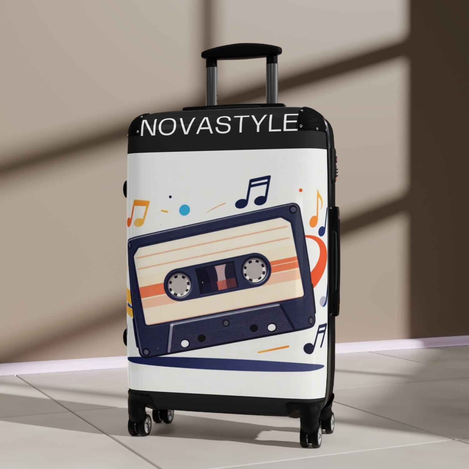 Retro Cassette Suitcase – Vintage Music Luggage Cover for Travelers