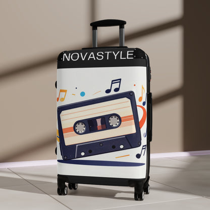 Retro Cassette Suitcase – Vintage Music Luggage Cover for Travelers