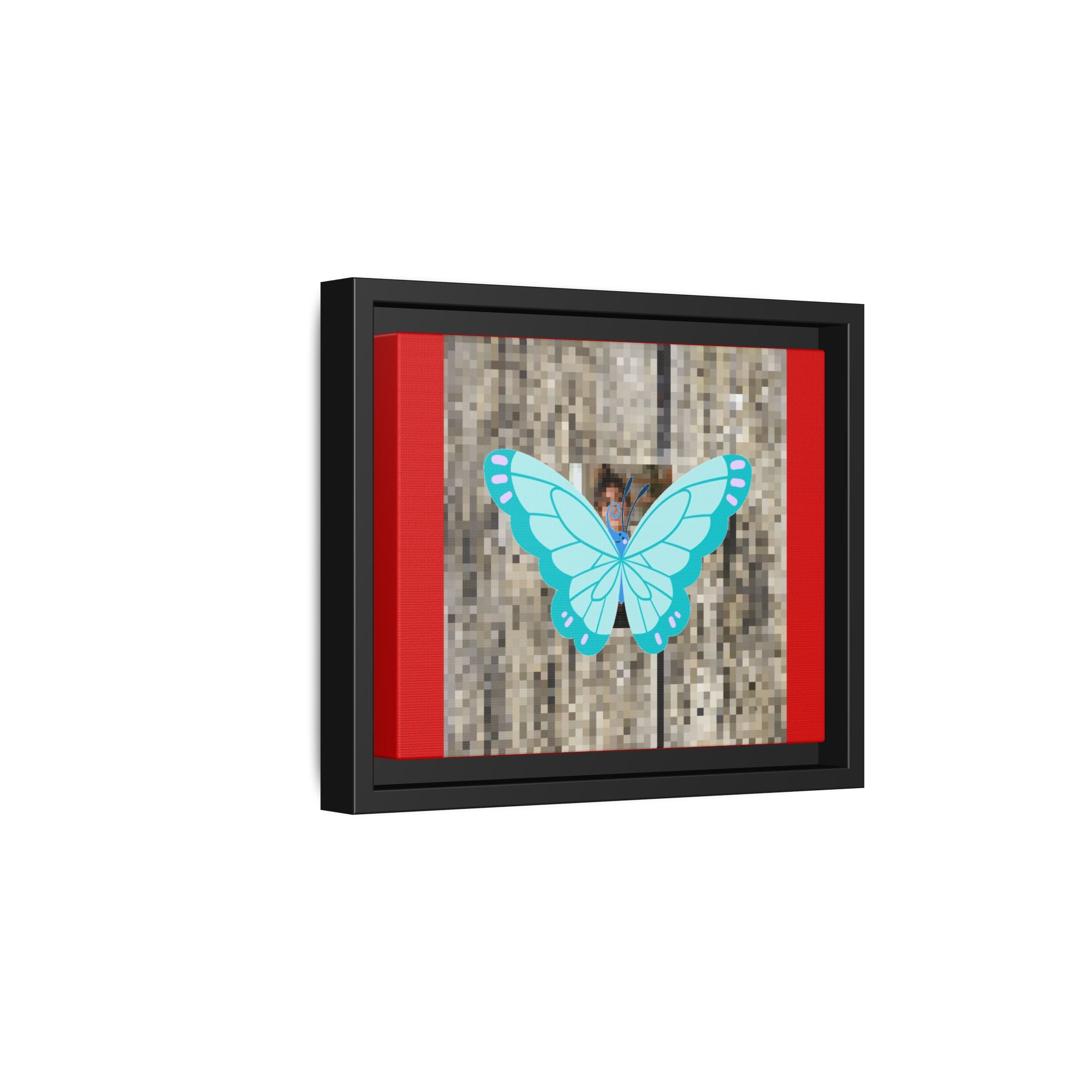Blue Butterfly Framed Canvas Art – Matte Multi‑Color Wall Print