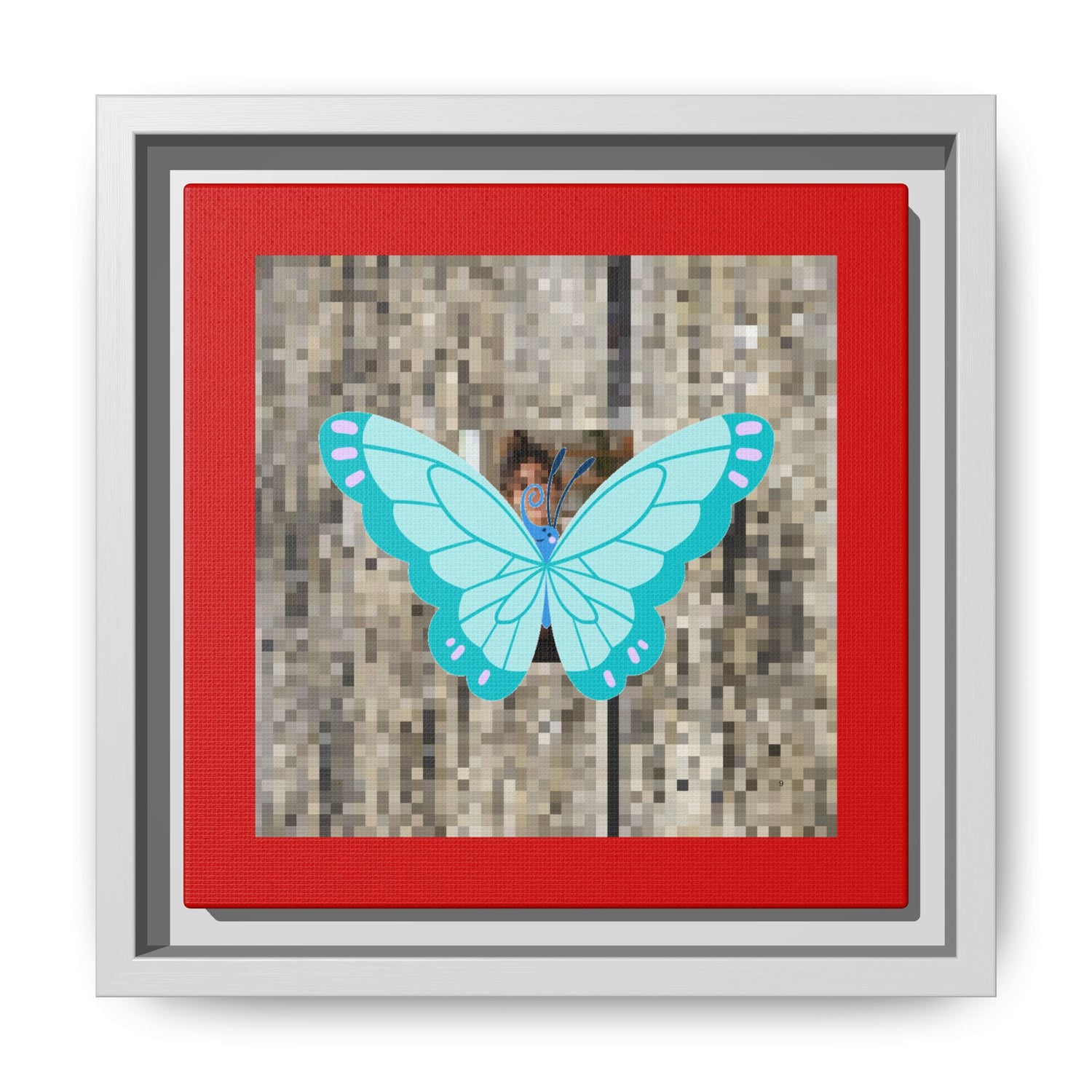 Blue Butterfly Framed Canvas Art – Matte Multi‑Color Wall Print