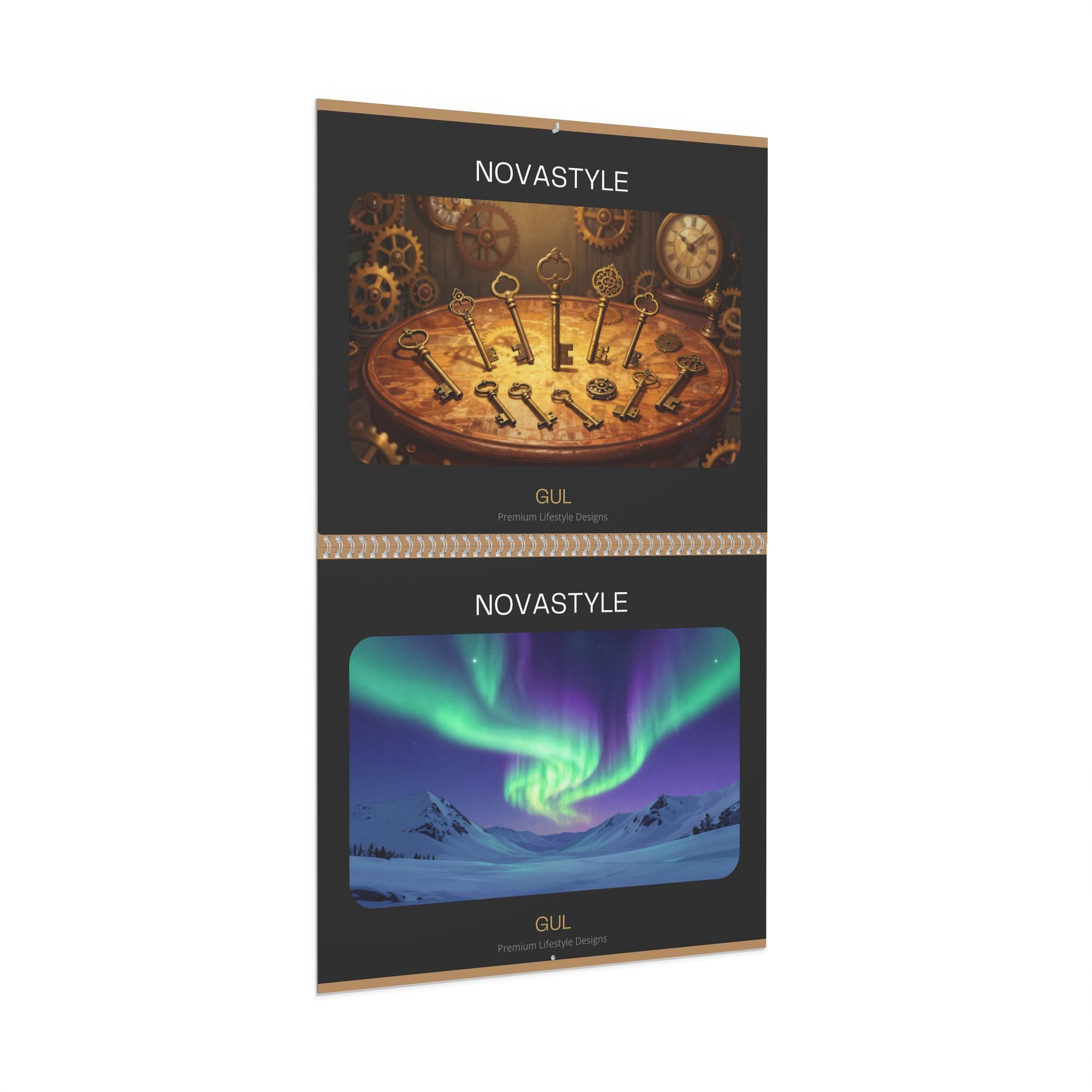 Mandala &amp; Nature Wall Calendar — 12‑Month Artistic Spiral Calendar with Kaleidoscope Art, Aurora &amp; Vintage Keys