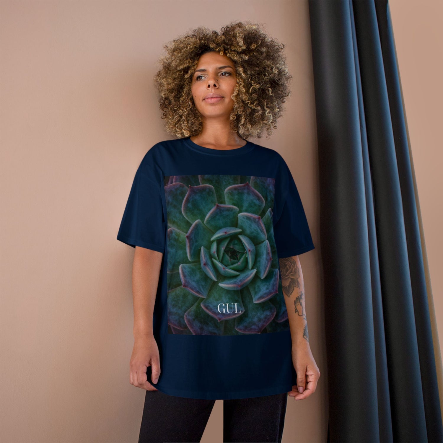 Champion Graphic T‑Shirt — Succulent &amp; Pyramid Photo Print Tee