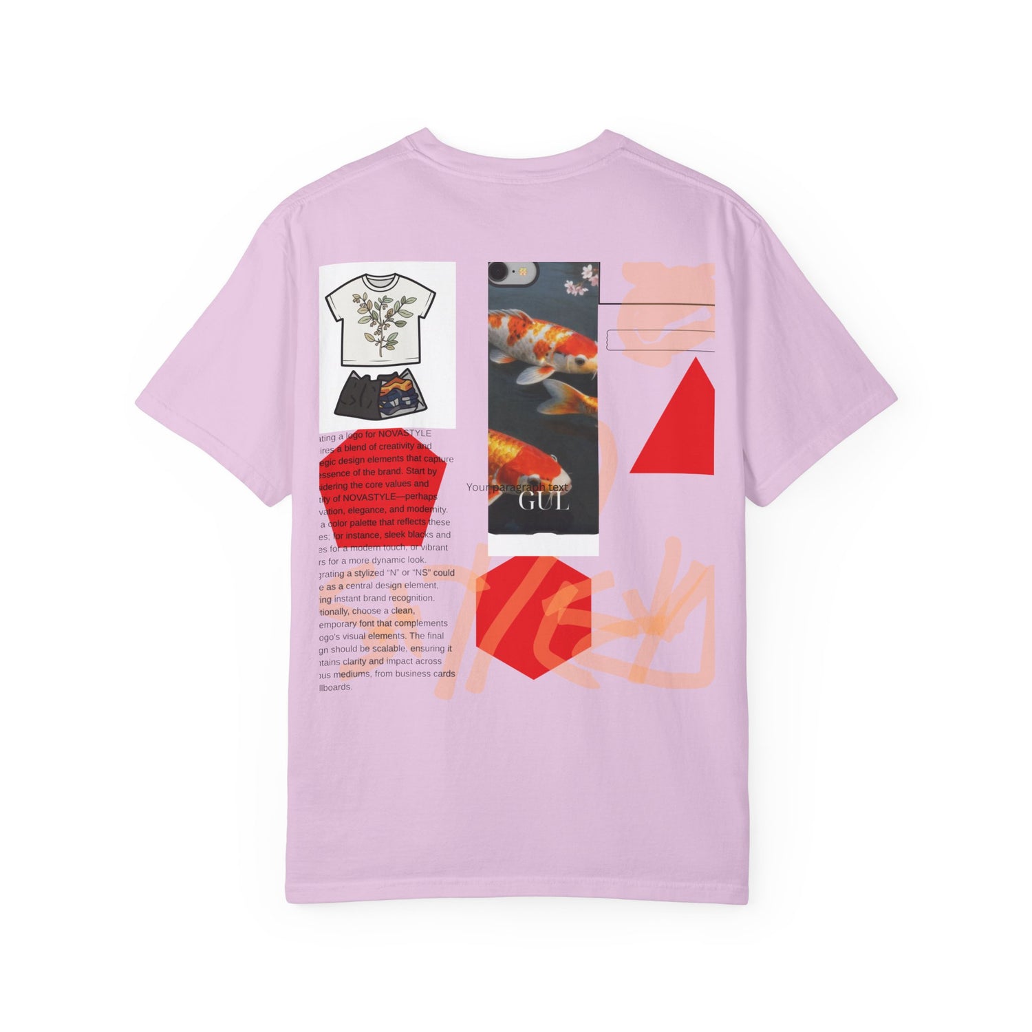 Graphic T-Shirt — Playful Koi &amp; Vase Collage Tee (OVASTYLE Brand)