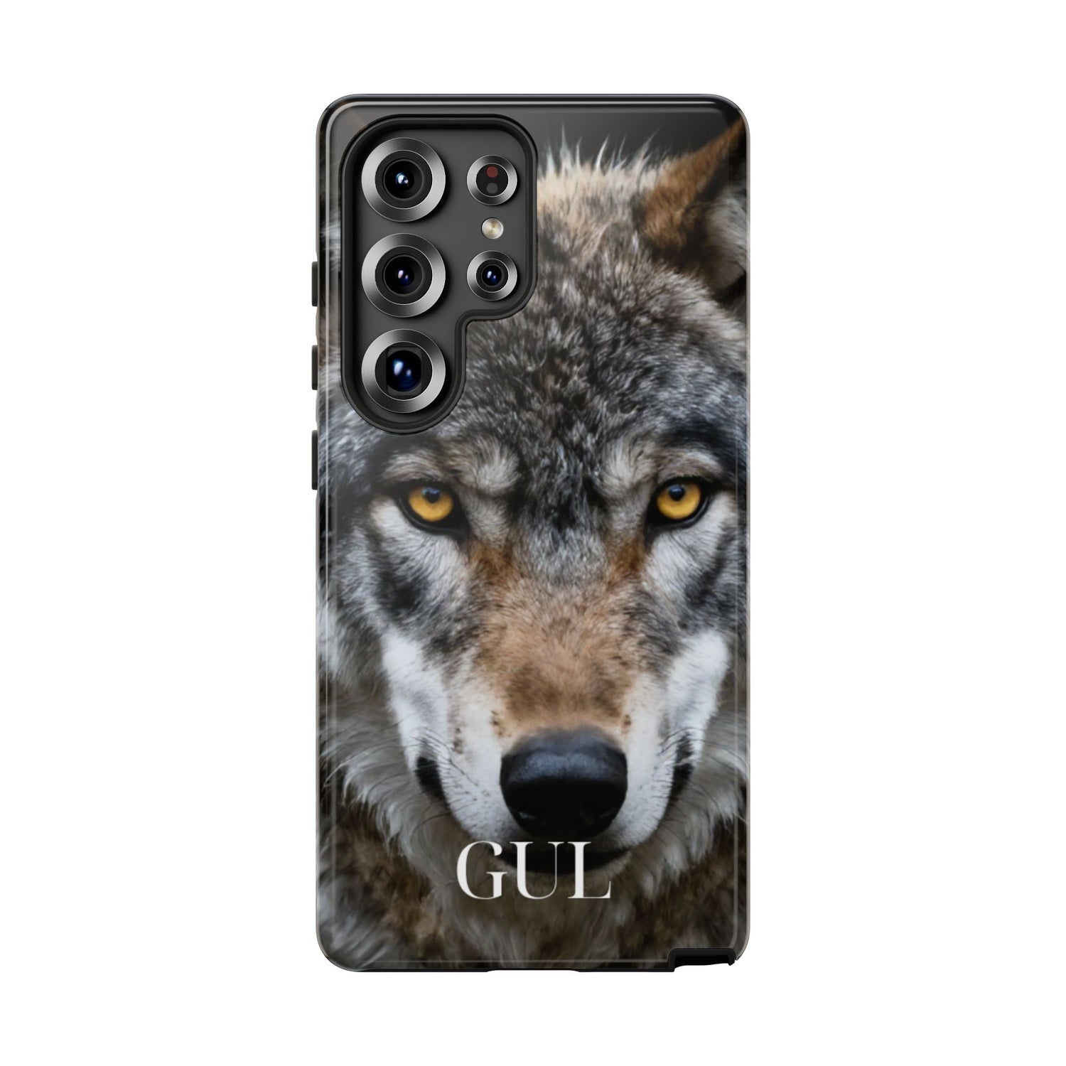 Wolf Eyes Phone Case — Fierce Wildlife iPhone Protective Case with ‘GUL’ Text