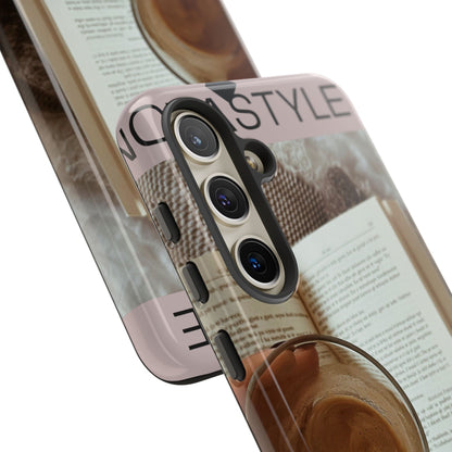 Cozy Reading Phone Case — Coffee &amp; Book Protective Cover