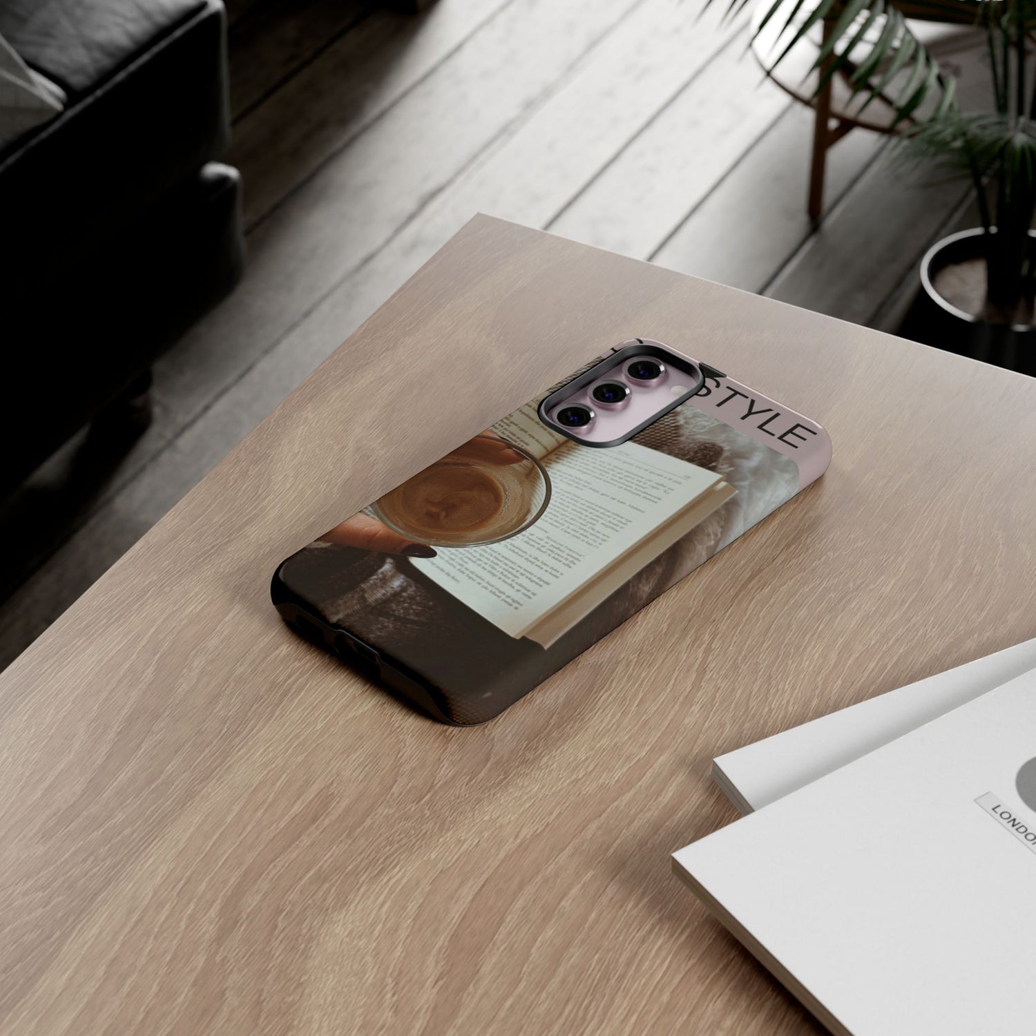Cozy Reading Phone Case — Coffee &amp; Book Protective Cover