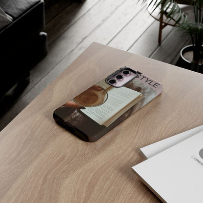 Cozy Reading Phone Case — Coffee &amp; Book Protective Cover