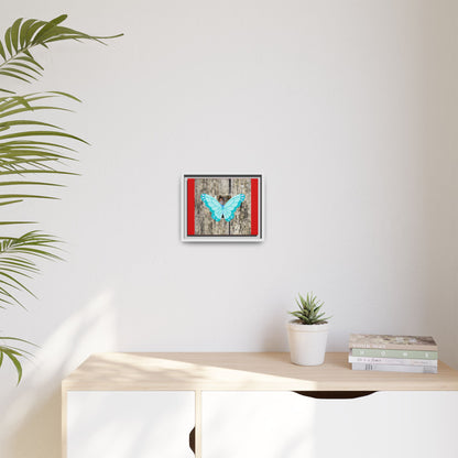 Blue Butterfly Framed Canvas Art – Matte Multi‑Color Wall Print