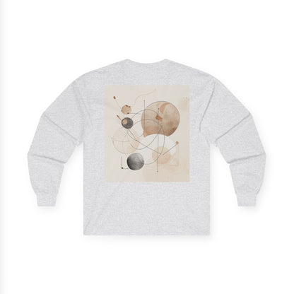 Abstract Geometric Art Long Sleeve Tee — Neutral Circle Composition