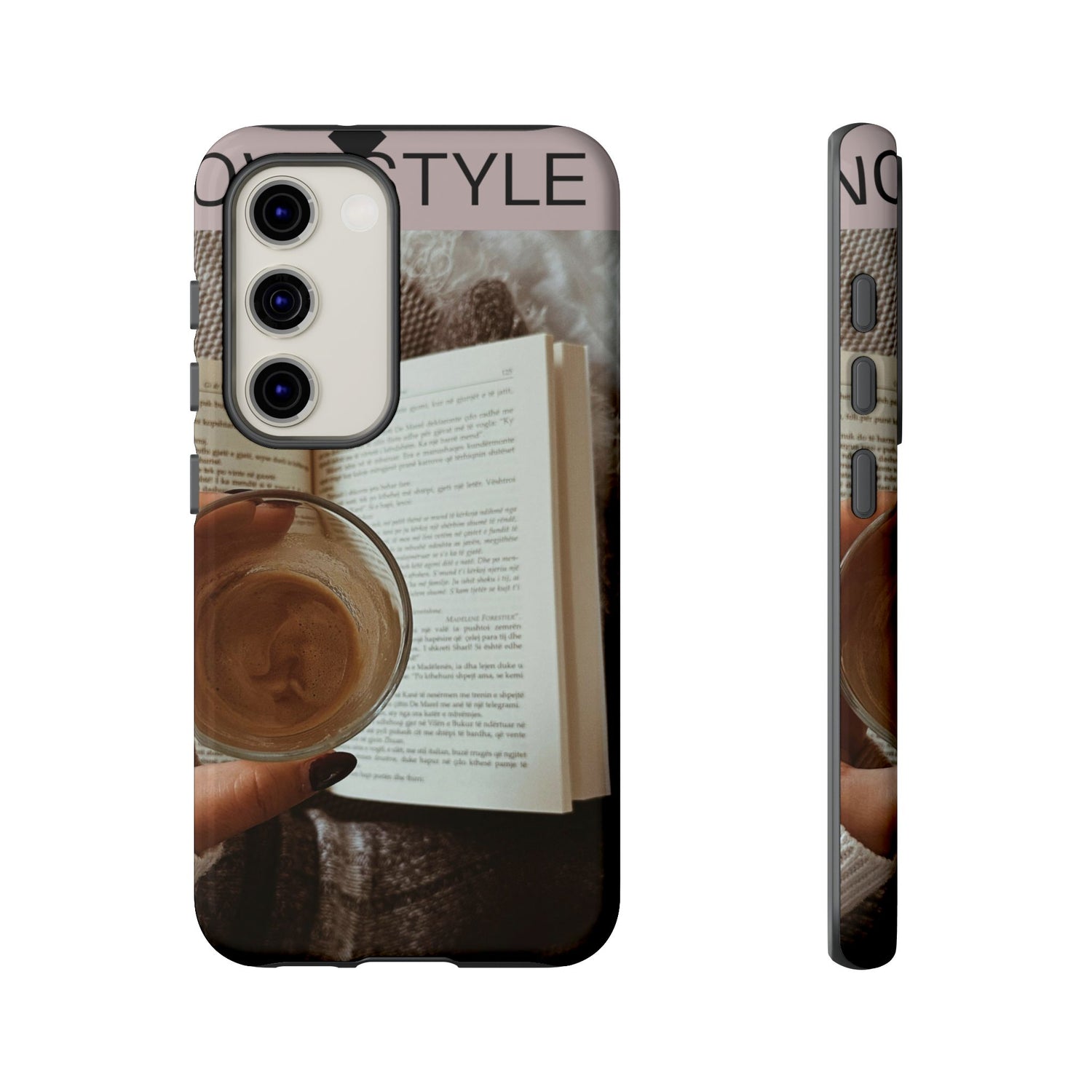 Cozy Reading Phone Case — Coffee &amp; Book Protective Cover