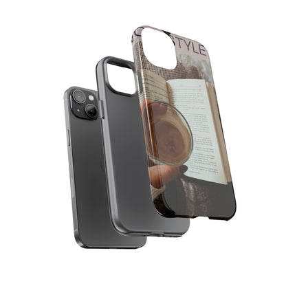 Cozy Reading Phone Case — Coffee &amp; Book Protective Cover