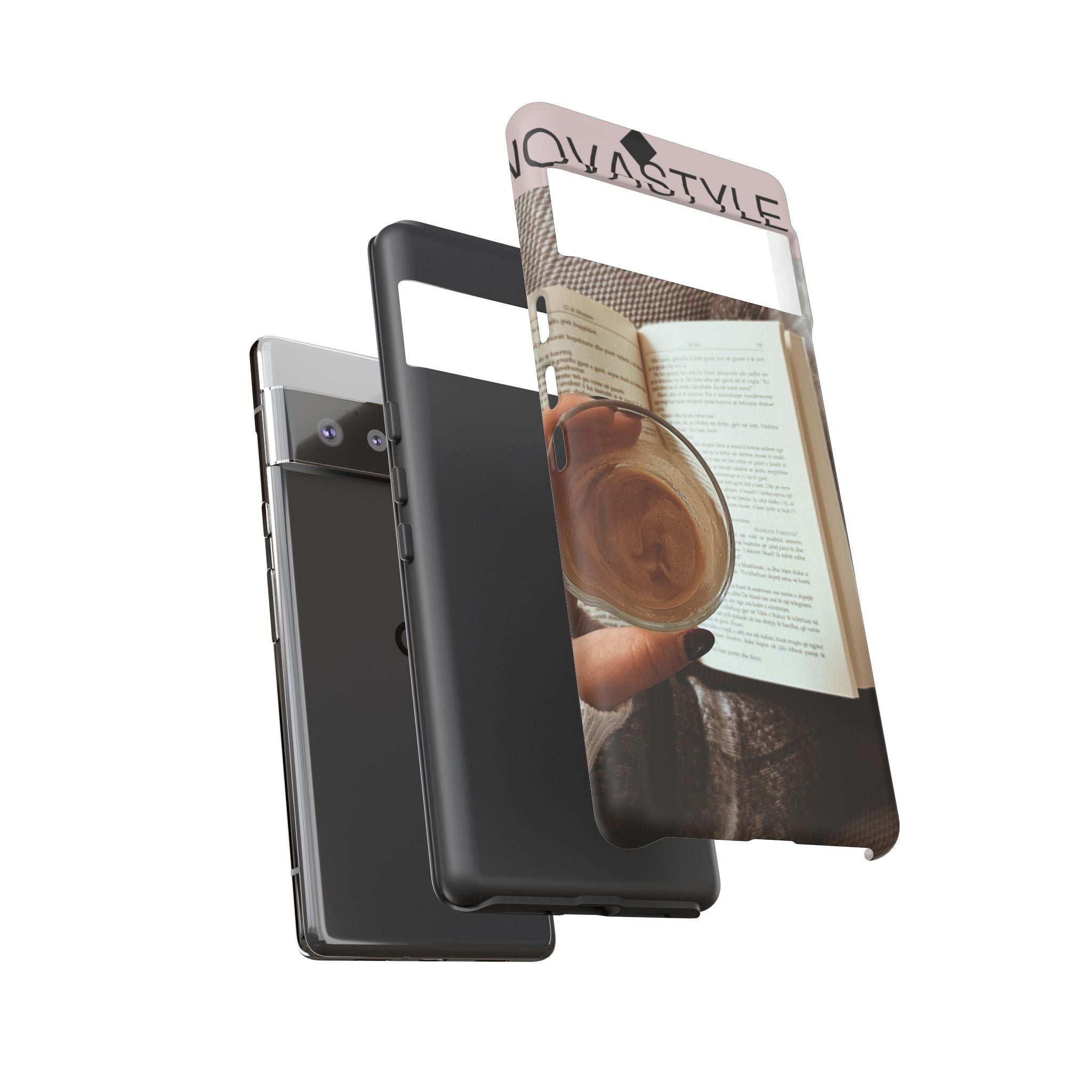 Cozy Reading Phone Case — Coffee &amp; Book Protective Cover