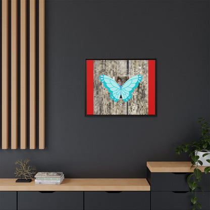 Blue Butterfly Framed Canvas Art – Matte Multi‑Color Wall Print